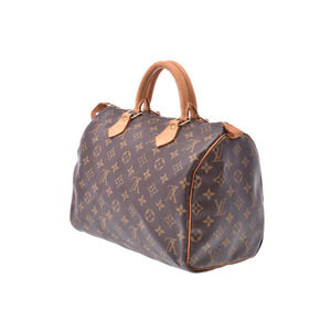 Louis Vuitton Handbag Leather Speedy Monogram Brown